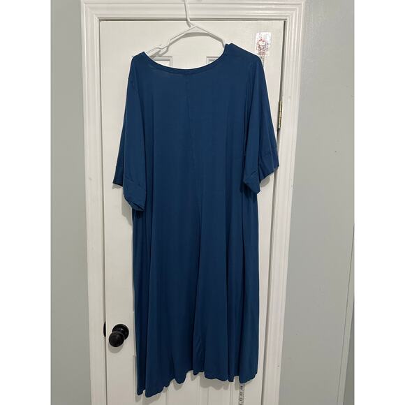 Flutter, boutique, brand clothing, plus size 2x blue dress pockets - Picture 6 of 8